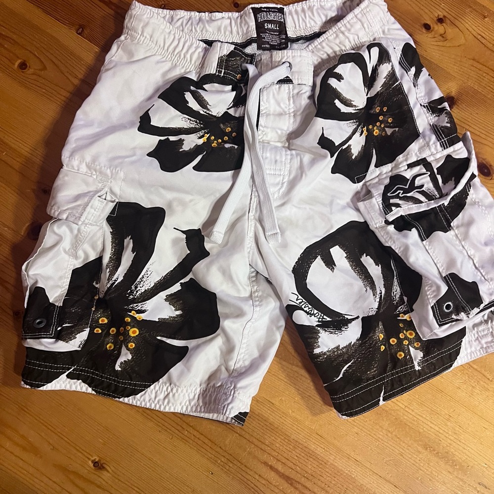 Hollister White and brown Swim Shorts